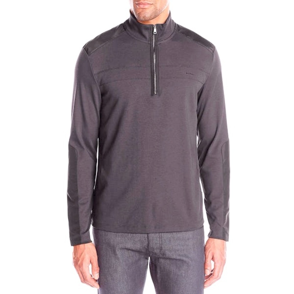 Calvin Klein "Interlock" Nylon/Cotton Quarter Zip, Men L